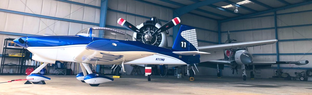 thelunarsawyer's tweet image. The Wild Blue Rodeo Stable is full...for now. 

#hangar #RV8A #T28Trojan #L39Albatros #warbird
