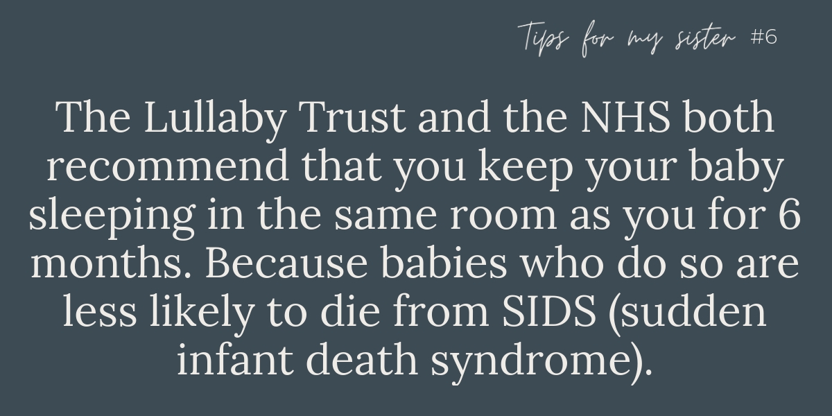 tipsformysister's tweet photo. The Lullaby Trust and the NHS both recommend that you keep your baby sleeping in the same room as you for 6 months. Because babies who do so are less likely to die from SIDS. #sleep, #babybeds, #co-sleeping, #cots, #newborncare, #whatshouldbabysleepin https://t.co/UWeFpe3EVY https://t.co/DmlXaG1niA