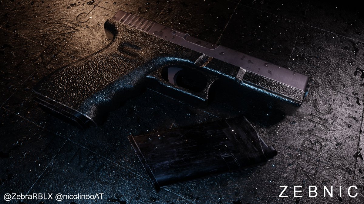 Zeblyno's tweet image. Check out this new Glock-18 model I made for my upcoming game project! (@ZebnicStudios)
Modelled, Textured painted and Rendered by me (Base materials provided by CC0 textures)
Also is my most realistic Eevee render so far!
❤ & 🔁 are appreciated!
#Roblox #RobloxDev #Blender3d