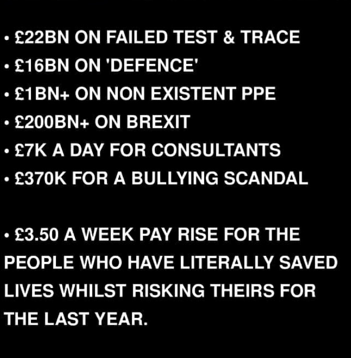 1% pay rise for NHS staff sounds generous when you consider all the holes in the money bucket. What have we voted in..