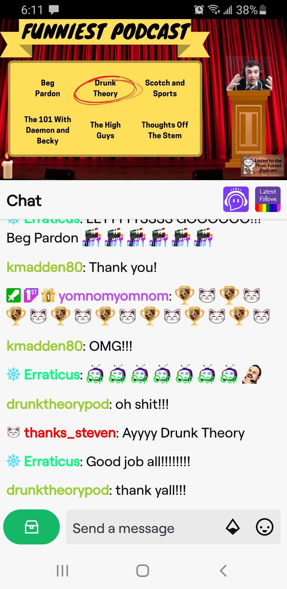 DrunkTheory's tweet photo. Oh shit, y'all!!! We won funniest podcast!!! #SMIPA https://t.co/mSCvUP0rOx