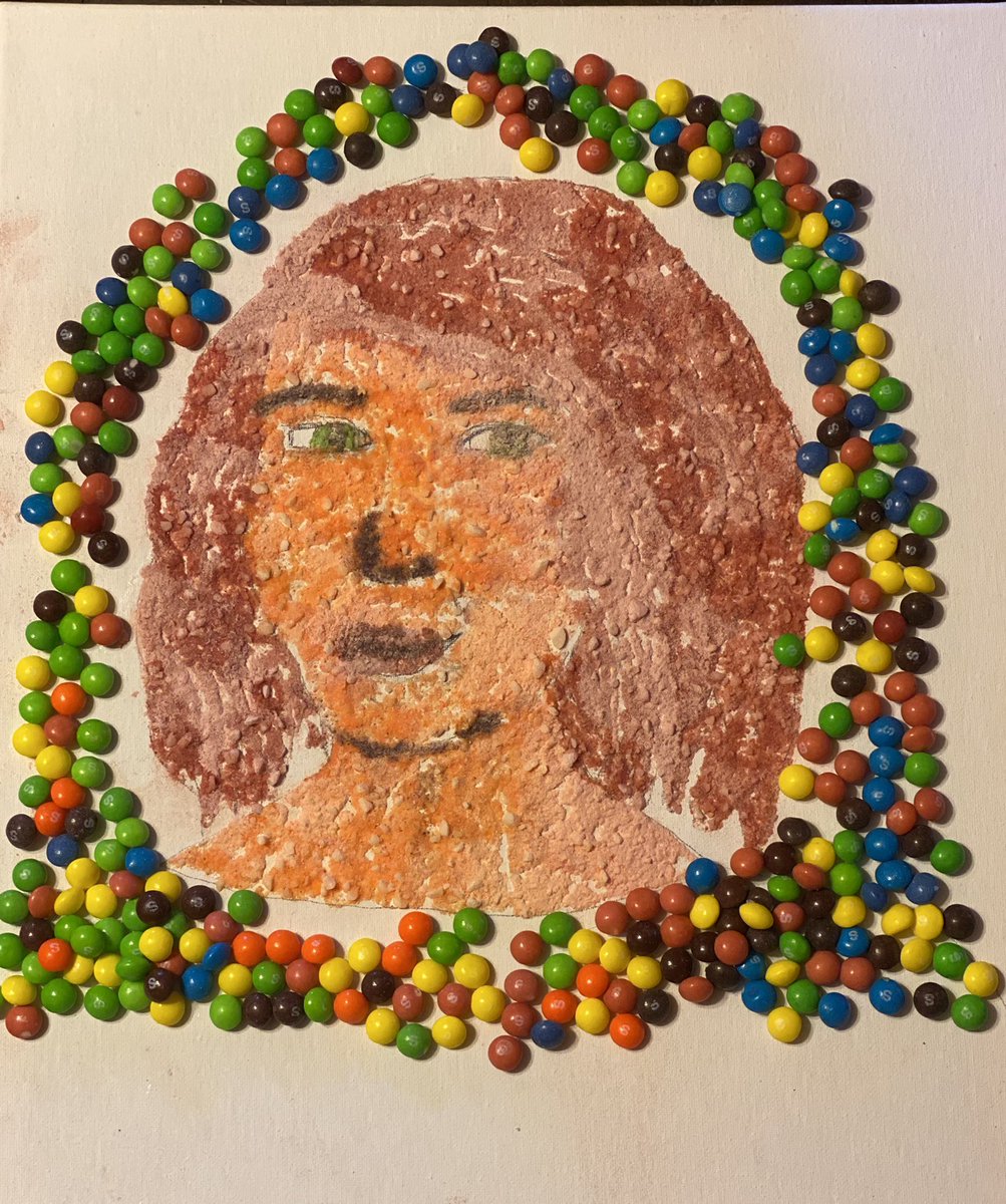 lindsdawn90's tweet photo. #skittlebrities #skittles #feliciaday @feliciaday I crushed up skittles to make a portrait of you. P. S. Im sorry it came out so bad. 😂 https://t.co/49S0kttQXM