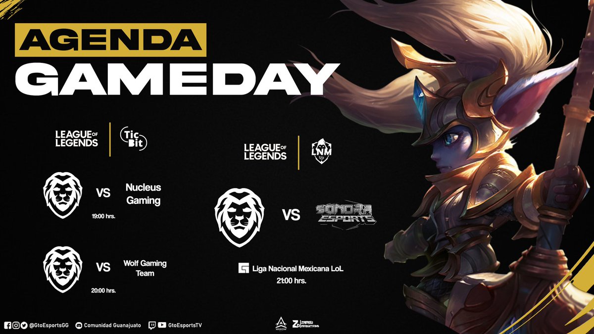 GtoEsportsGG's tweet photo. #LeagueOfLegends | ¡TRIPLE PARTIDO! 🦁🔥

Desde las 19:00 hrs. comenzamos con doble partido en la Liga de Campeones de #TicBitGaming. 🦁🎮🔥

Para finalizar la jornada, disputamos la fecha 2 de la Liga Mexicana. 🦁🇲🇽
📺 https://t.co/7i2JW8Hi6b

#SomosGuanajuato https://t.co/UGPmLc5ASL