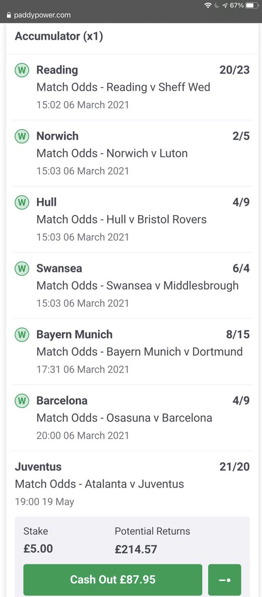 NigeStockley's tweet photo. @TheKopHQ Help! Selected the wrong Juventus match 🤣. Let it ride or cash out? https://t.co/kKZkobnLun