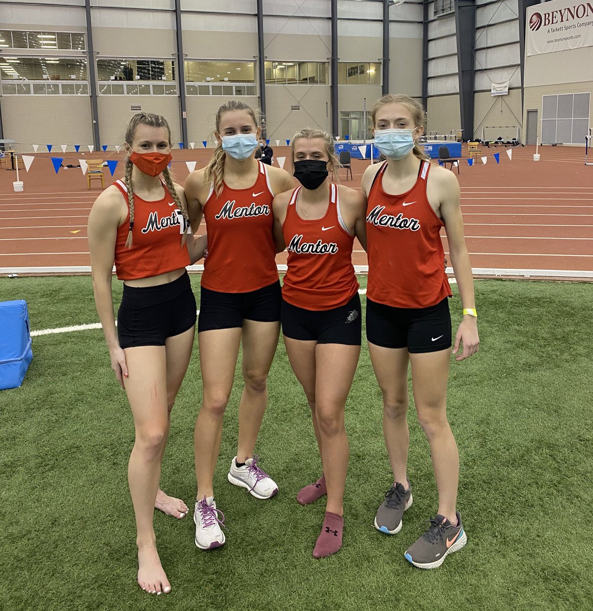 The 4x4 team of Emma Potter, Rylee Yocum, Makenzie Stuckert &amp; Paige Floriea are State Champions! #OnceACard <a href="/MentorAthletics/">MentorAthletics</a> <a href="/NHPreps/">News-Herald preps</a>