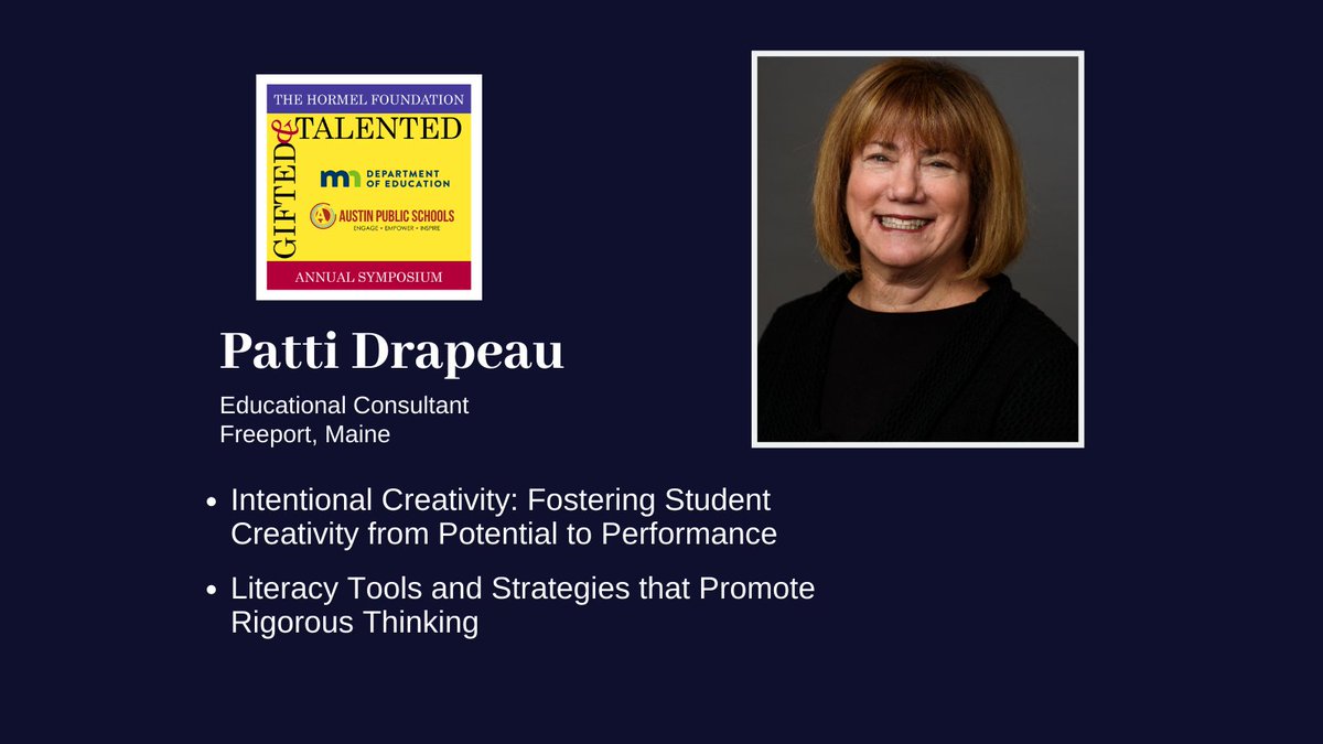 gtsymposium's tweet image. Introducing @ptdrapeau who will present two of our General Sessions 2021: 
-Intentional Creativity: Fostering Student Creativity from Potential to Performance
-Literacy Tools and Strategies that Promote Rigorous Thinking
#GTSymposium #Creativitiy #LiteracyTools #Educator #GTChat