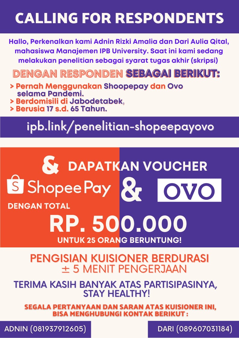 DariAulia's tweet image. [ TWITTER PLS DO YOUR MAGIC ] 

Temen2 yang berkenan untuk bantu RT, terima kasih banyak ya 🙏😭

Jadi Aku lagi nyebar kuesioner nih utk keperluan skripsi dan cukup banyak responden yang harus aku dapetin yaitu sekitar 500 responden.

ipb.link/penelitian-sho…