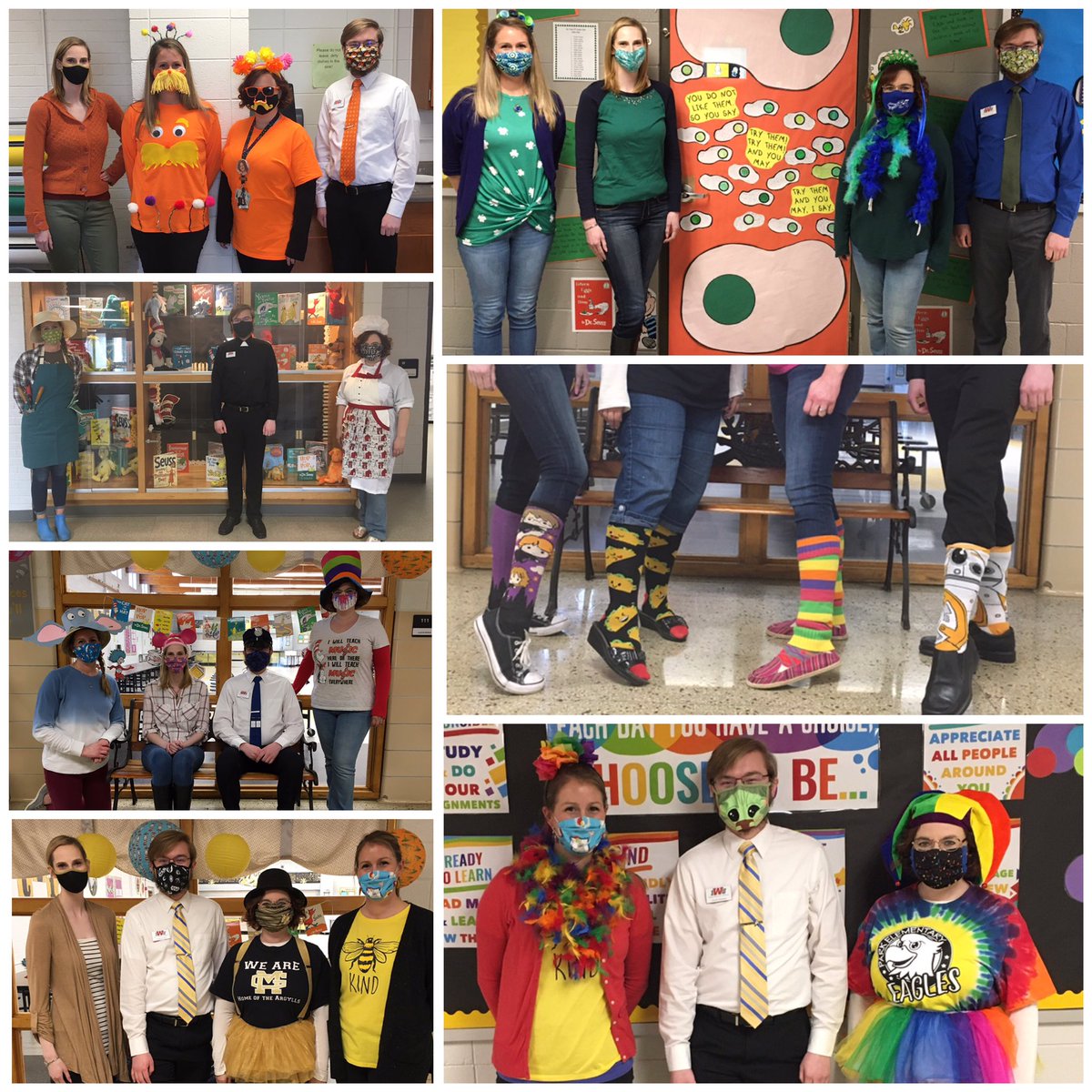 So many dress up days at Park and Summitville this past week for Read Across America! Orange/mustaches; as many colors as possible/MG spirit wear; hat day; wear green and blue; and career/silly socks. #WeAreMG <a href="/MGUSC_Eagles/">Park Elementary</a> <a href="/MGUSC_Goblins/">Summitville Elem</a>