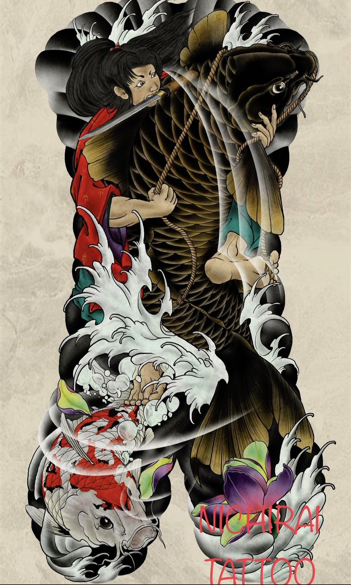 Nichirai 日雷 刺青 バックピースタトゥーデザイン 札幌タトゥー 札幌 北海道 タトゥー 刺青 背中刺青 鯉