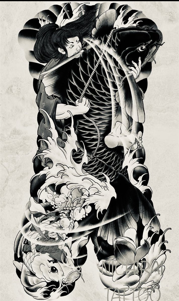 Nichirai 日雷 刺青 バックピースタトゥーデザイン 札幌タトゥー 札幌 北海道 タトゥー 刺青 背中刺青 鯉