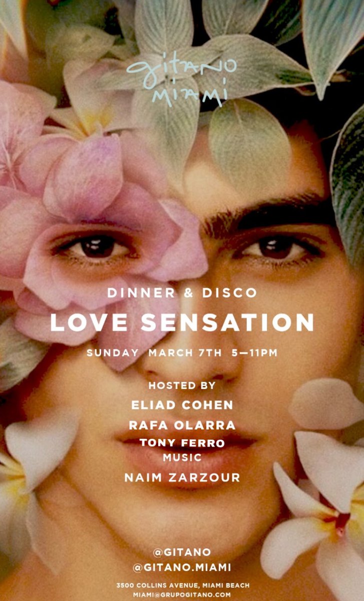 TonySoBe's tweet image. Sunday, March 7th 2021 - 5pm till 11pm
LOVE SENSATION -  LGBT Soiree 
@GitanoMiami at @CasaFaena
Address: 3500 Collins Ave, Miami Beach, FL 33140
info: 305-600-9494
Hosted by ELIAD COHEN - RAFA OLARRA - TONY FERRO
Music by NAIM ZARZOUR

SEE YOU THERE!