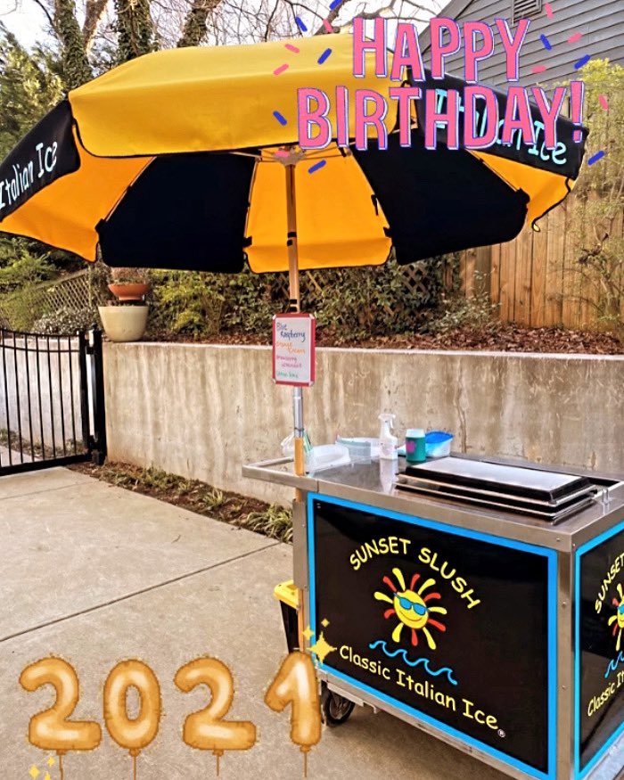 We had our first birthday party of 2021 today!!! We’re ready for the spring season!!! 😁✌️😆🍧😄💛😎 #sunsetslushrdu #sunsetslushraleigh #italianice