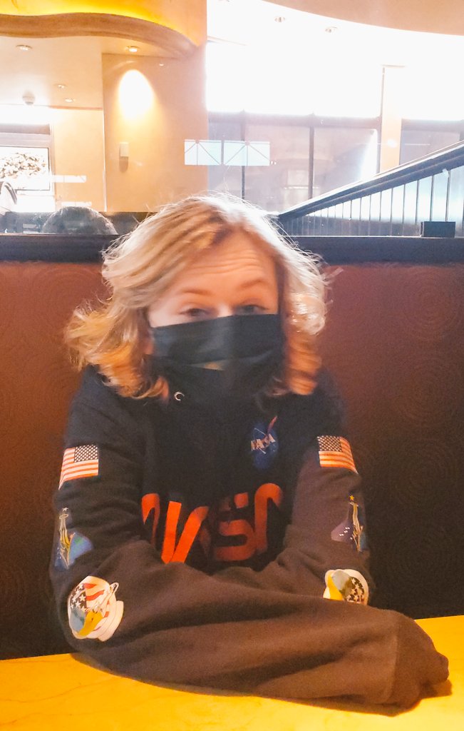 My daughter wants to know what astronauts feel like in outer space. 

So--naturally I took her out to eat at a restaurant during the Covid-19 pandemic. Pretty similar. 😆❤💯😷