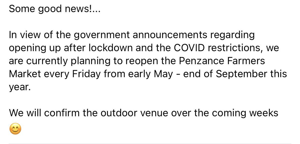 Great news from Penzance Farmer’s Market....