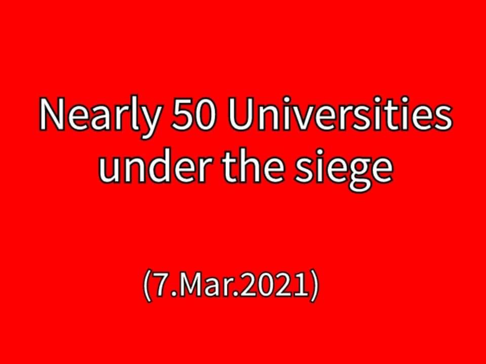 Including Yangon University of Foreign Languages &amp; other 44 universities across the country are illegally &amp; forcefully encircled by military terrorists until today

R2P FOR MYANMAR

#WhatsHappeningInMyanmar
#Mar7Coup