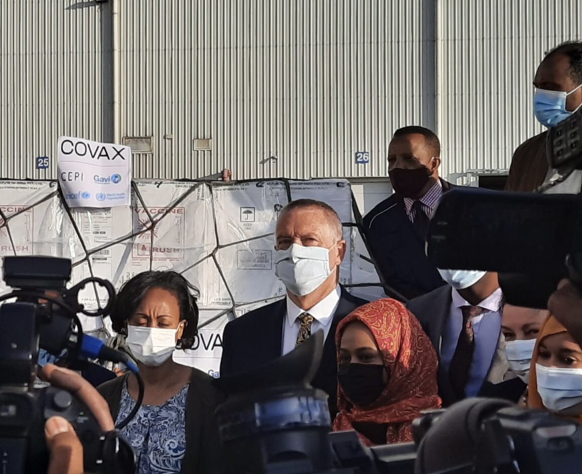 Alastair McPhail (@amcphailuk) on Twitter photo An exciting moment. The first #COVAX COVID-19 vaccines arrive on <a href="/flyethiopian/">Ethiopian Airlines</a> this morning. Congratulations, <a href="/lia_tadesse/">Lia Tadesse</a> <a href="/FMoHealth/">Ministry of Health ETHIOPIA</a> and <a href="/UNEthiopia/">UN Ethiopia</a> on your fine national and international leadership. No one is safe until everyone is safe. An exciting moment. The first #COVAX COVID-19 vaccines arrive on <a href="/flyethiopian/">Ethiopian Airlines</a> this morning. Congratulations, <a href="/lia_tadesse/">Lia Tadesse</a> <a href="/FMoHealth/">Ministry of Health ETHIOPIA</a> and <a href="/UNEthiopia/">UN Ethiopia</a> on your fine national and international leadership. No one is safe until everyone is safe.