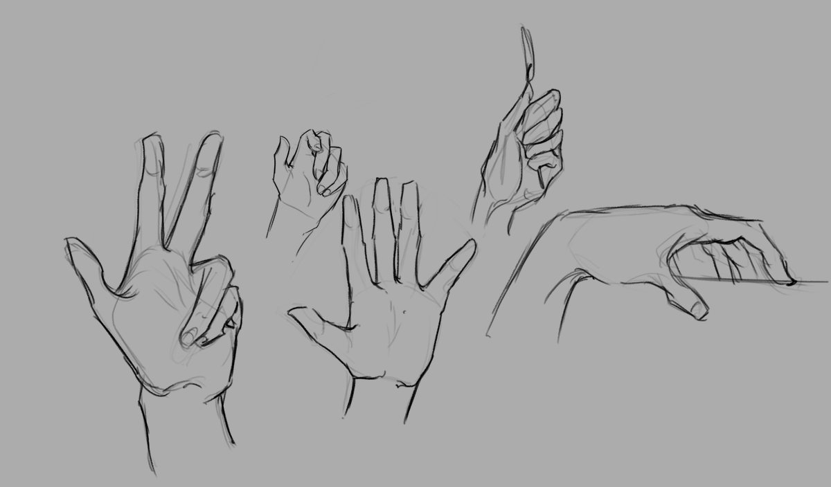 Was just drawing my own hand live the other day. So have some hand studies.

#ArtistOnTwitter #artstudy 