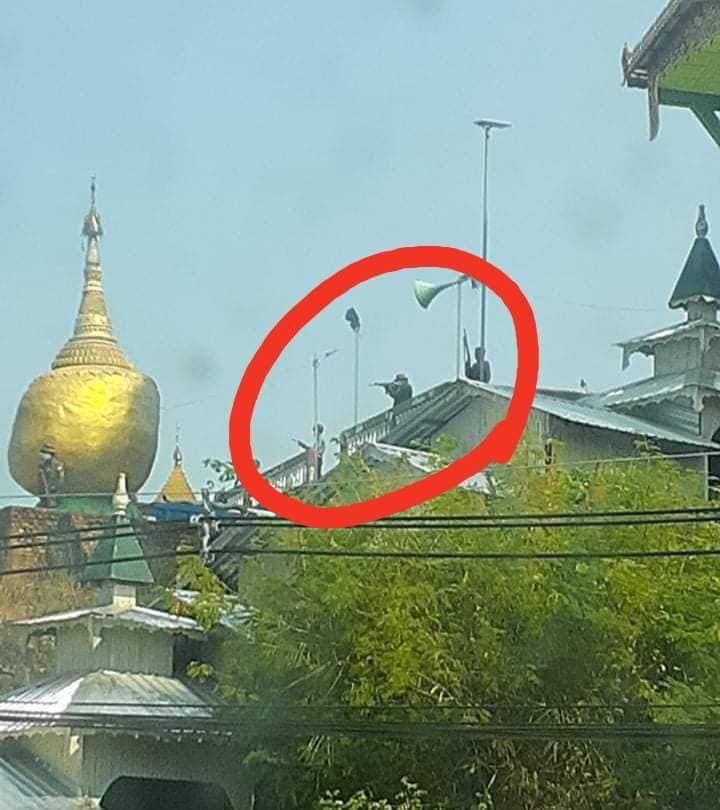 Pagoda areas are not massacre areas!! Terrorists stationed at Pagodas area to kill our Innocent civilians by pointing guns in Myeik around 10AM. (Myeik) #WhatsHappeningInMyanmar
