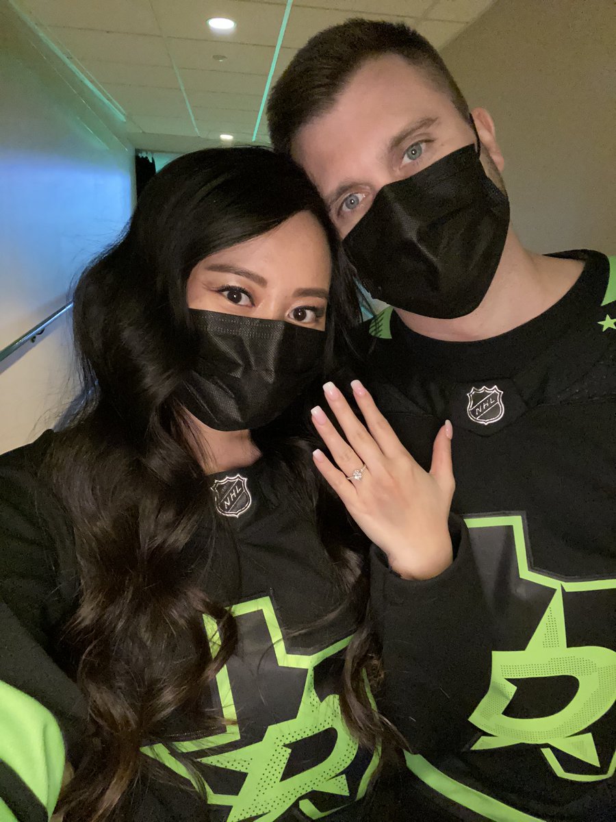 thygaul's tweet photo. Wouldn’t want to celebrate our engagement anywhere else 💚 #GoStars https://t.co/XqiXKU2n9T