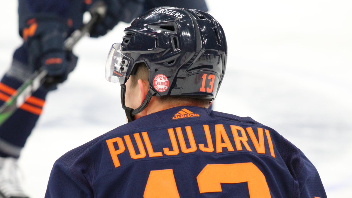 EdmontonOilers's tweet image. Walter in our hearts &amp;amp; on our helmets tonight. #LetsGoOilers