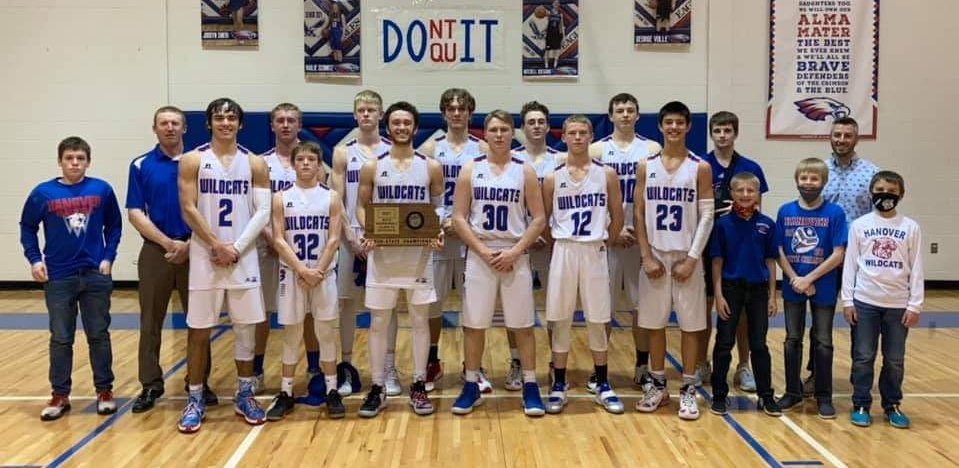 BballHanover's tweet photo. Extremely proud of our group of boys, 74-37 victory. Sub state champs. Will play Beloit St John’s Tuesday at 6:00 in Hanover. Go ‘Cats! @sportsinkansas @kndyradio @EasternKSSports @kpreps @CockyHawk91 @WIBWsports https://t.co/d9cqBcwCdg