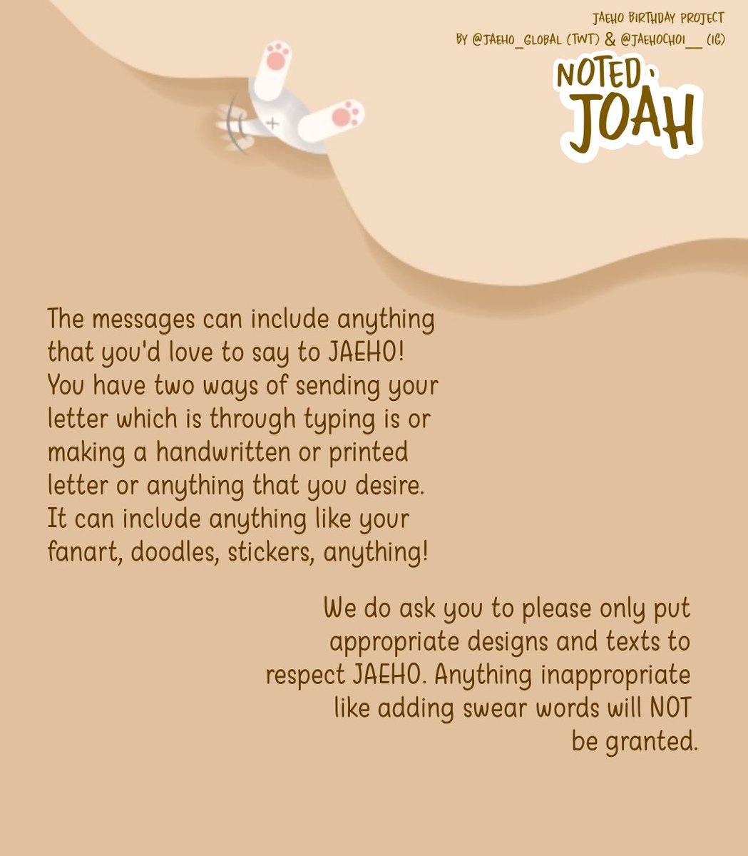 JAEHO_GLOBAL's tweet photo. Hello, JOAHs!!! We've prepared a project for JAEHO's upcoming birthday!
"Noted, JOAH"
Presented by CHOI JAEHO GLOBAL on Twitter & @/jaehochoi__ on Instagram!
#Noted_JOAH #JAEHO #CHOIJAEHO #최재호 https://t.co/qwtKA7LunV