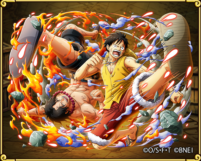 One Piece トレクル 公式 トレジャーマップ予告 次回のトレジャーマップに登場するキャラは 麦わらの一味の船長と 白ひげ海賊団2番隊隊長 ルフィ エース 気ィ抜くなルフィ おう トレジャーマップの 頼れるヤツ はアプリ内