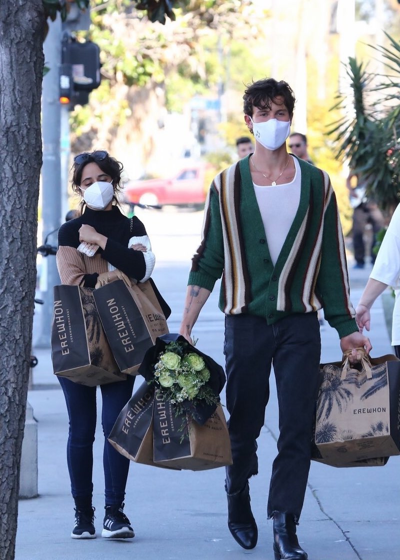 Shawn with Camila running errands in Los Angeles today