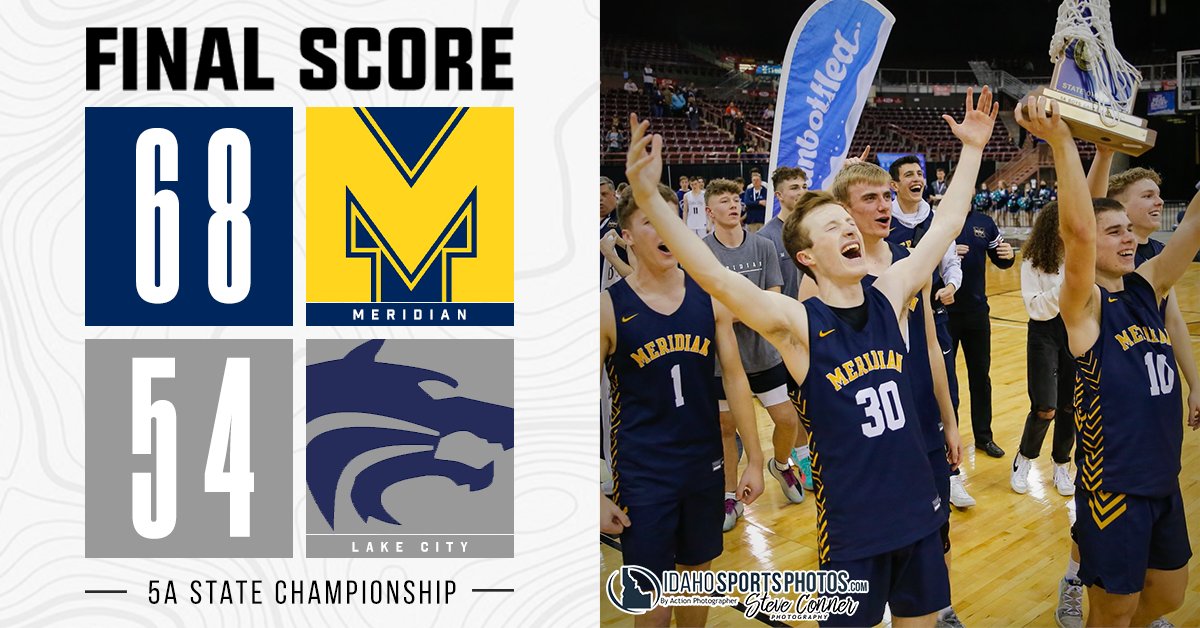 FINAL
Meridian ends its 29-YEAR championship drought, defeating Lake City. McKay Anderson led the Warriors with 23 points, securing his school a state title for the first time since 1992. #idpreps