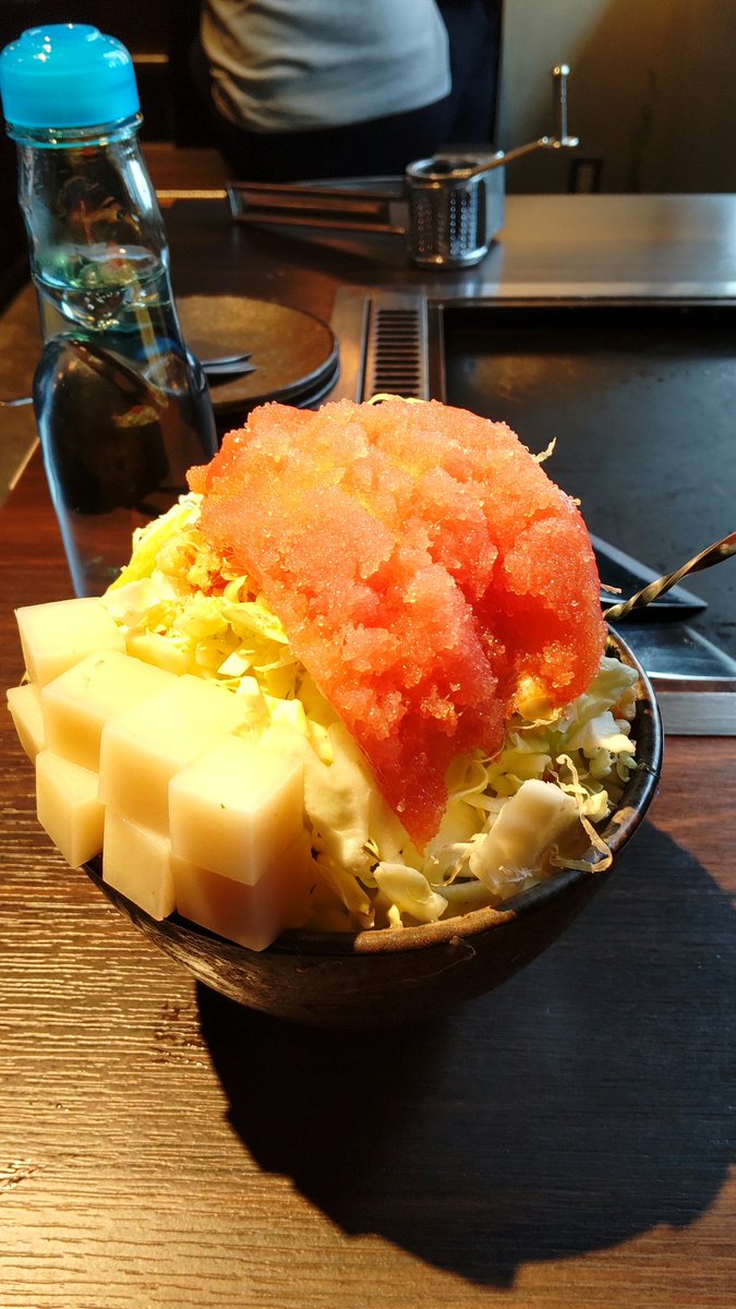 とるまりんこ V Twitter ごほうびごはんにでてきたメニューを頼んでみた 上野グルメ マンガ飯 もんじゃ焼き