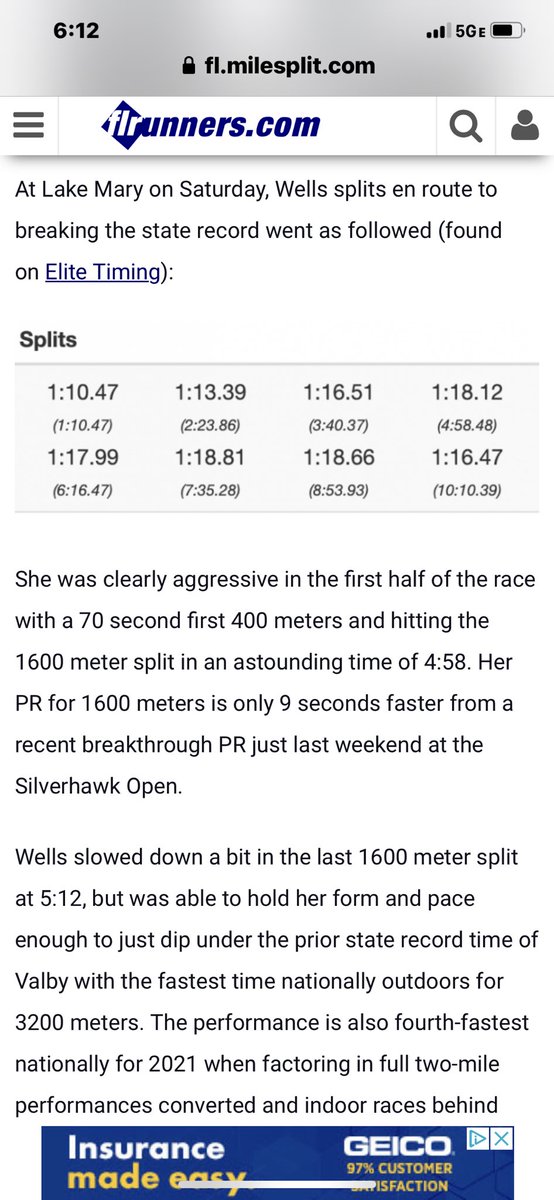 **BREAKING NEWS**   WSHS Celebrates Track &amp; Field:  Today, at the Lk Mary Invitational, WSHS Student-Athlete Standout Caroline Wells broke the STATE record in the 3200m (2 miles) with a time of 10:10:39!  Yes, we said STATE record! We are incredibly proud of Caroline!  GO BEARS!