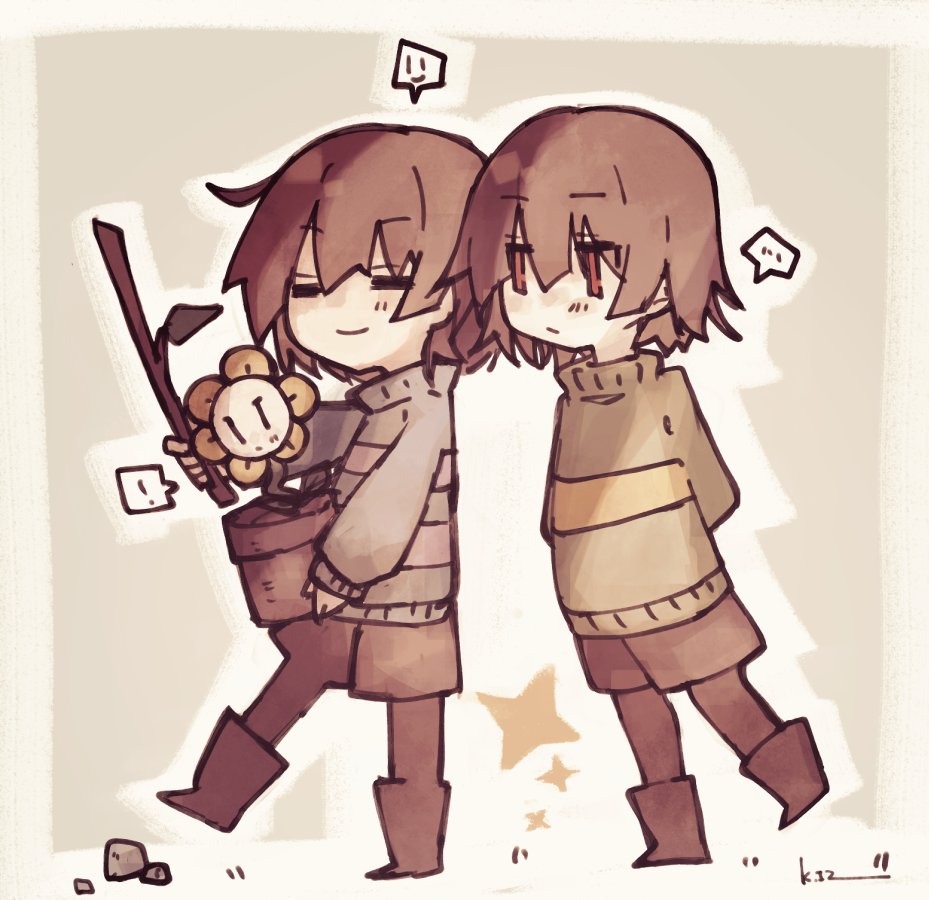 frisk 「仲の良いフリとキャとフラ 」|春日 / kasugaのイラスト