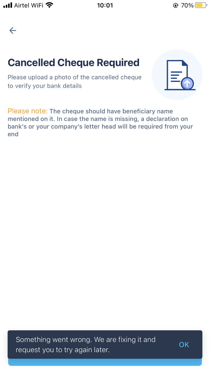 samar_a_m_'s tweet photo. @PaytmBusiness Trying to update my account number from the past 6 months, still shows this error. I guess sometime is a really long time as per @Paytm https://t.co/tDuCYwbIb0