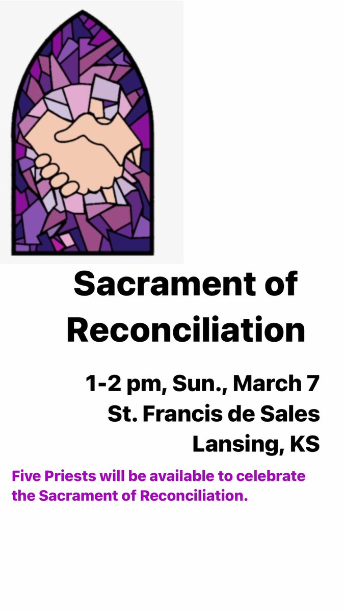 The Sacrament of Reconciliation is available from 1-2 pm tomorrow at St. Francis de Sales Church, Fr. Bill’s church. #lent2021 #sacramentofreconciliation