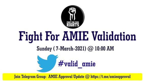 kuila_goutam's tweet photo. Post. 2013 AMIE Validation
Save us
Please Authorize our amie degree
@PMOIndia @rashtrapatibhvn @AmitShah @AmitShahOffice @EduMinOfIndia 
#valid_amie https://t.co/AzA51NvhYO