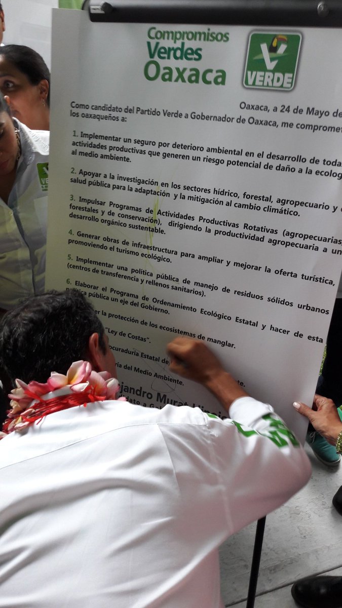 guieshoba's tweet photo. Gobernador @alejandromurat no se olvide del Decálogo Verde que firmó en presencia de los medios de comunicación y las oaxaqueñas y oaxaqueños que lo apoyamos durante su campaña. Aún hay tiempo de cumplir con los compromisos en favor del medio ambiente. https://t.co/JMckvpGajk