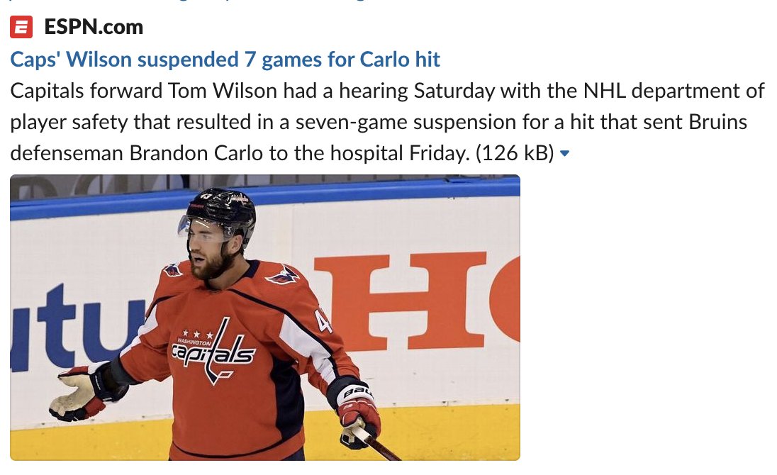 Tom Wilson suspended seven games for boarding Brandon Carlo - The  Washington Post
