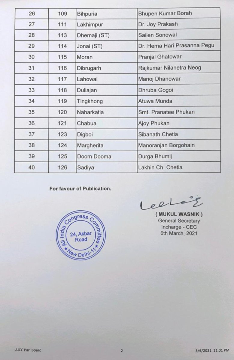 NSUIAssam's tweet photo. Congratulations to the selected Congress party candidates for the ensuing first phase of elections to the Legislative Assembly of Assam. Our best wishes to them as they step into the battle ahead. https://t.co/Vtk1lwjuhy