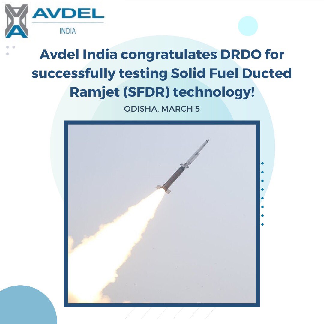 Avdel India deeply appreciates DRDO's efforts in making this giant leap with yesterday's launch and making India one of the few countries that can avail of SFDR's technological advantage. 

#DRDO #SFDR #successfultest #avdel #avdelindia