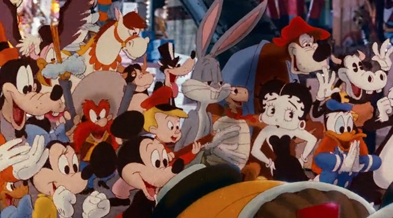 四半世紀生きた欲望 未来など無い この映画は実写とアニメの合成で当時のものとは思えないほど美しい で ロジャーが居なくなった理由が この作品にはワーナーブラザーズやユニバーサルスタジオのキャラクターが多数出演していて バックスバニー