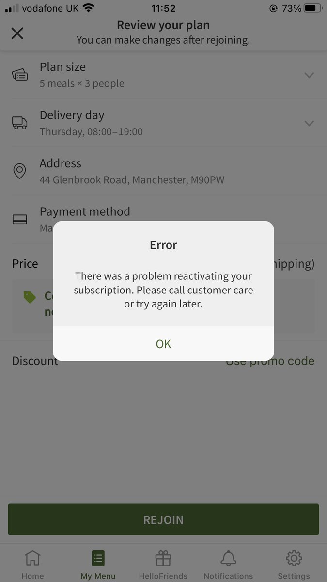 aiimeejayynnee's tweet photo. @HelloFreshUK   Why won’t it let me activate my account and give me £20 off https://t.co/jd4JXdh7qk