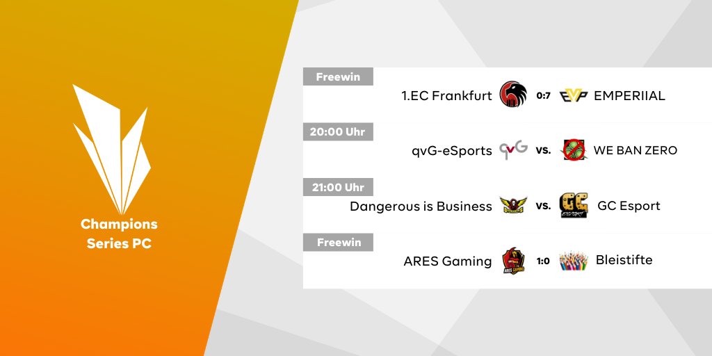 Die R6S Champions Series [PC] geht heute ab 20:00 Uhr auf twitch.tv/ebattlegg an den Start!
Info und Umfrage im Kommentar 👇
<a href="/1ECFrankfurt/">1. Esport Club Frankfurt e.V.</a> <a href="/Emperiial/">Emperiial eSports e.V.🇩🇪</a> <a href="/AresGamingDE/">Ares Gaming</a> <a href="/GameCatering/">GameCatering Media UG</a> @DiBGermany #webanzero <a href="/qvgesports/">qvG eSports</a>
powered by @DiBGermany &amp; <a href="/r6team_platform/">r6team</a> 
#r6s #ebattle #liga