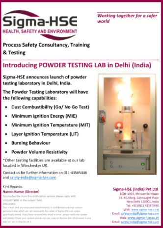 IndiaHse's tweet image. Sigma-HSE is happy announce the launch of its powder testing laboratory in Delhi, India. 

Visit our website: sigma-hse.co.in

#sigmahse #powdertesting #laboratory #processtraining #processmanagement #powder #training #isocertified #ISO #consulting #testing #safety #delhi