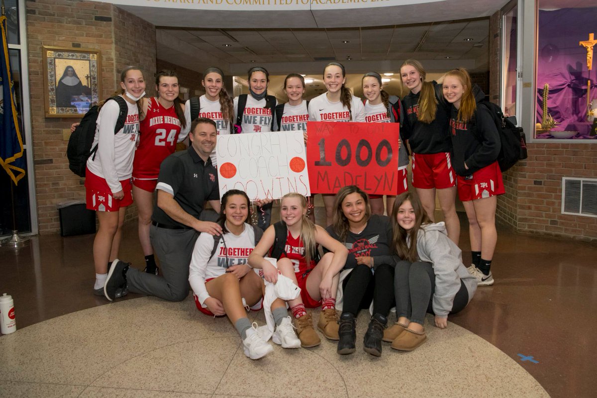 DHGirlsBBall's tweet photo. Lots of excitement as the Colonels improve to 20-2. @madelynlawson15 joins the 1000 PT CLUB, @CoachJoelSki gets 100th Win, &amp; Dixie gets 20 W's for the 4th consecutive season. Berman leads with 16pts &amp; Lawson with 13pts. #TogetherWeFly 

Dixie Heights 45
Notre Dame 43

#GoDixie https://t.co/IvJ3HEjFHp