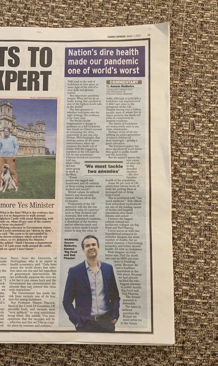 BREAKING NEWS: 

Lockdown has failed in the U.K. &amp; done more harm than good to public health &amp; the economy, writes cardiologist 

‘harms of lockdown are indisputable and in my view catastrophic’ 

The REAL culprits behind Britain’s colossal death toll are Big Food &amp; Bad Pharma