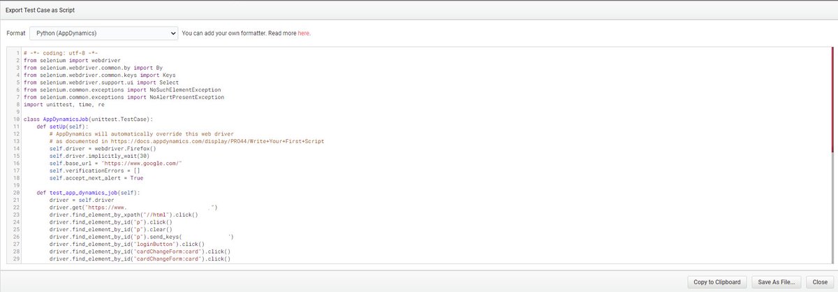 uuyr112's tweet image. PythonでSeleniumを使ってブラウザ自動化する時にコードを書くのが面倒な時や、どういうコードを書けばいいのか分からない時、Chromeの拡張機能のKatalon Recorderが便利です。

ブラウザ操作を記録して、エクスポートでPythonのコードの形にできるので、コードを書く際の参考にできます。