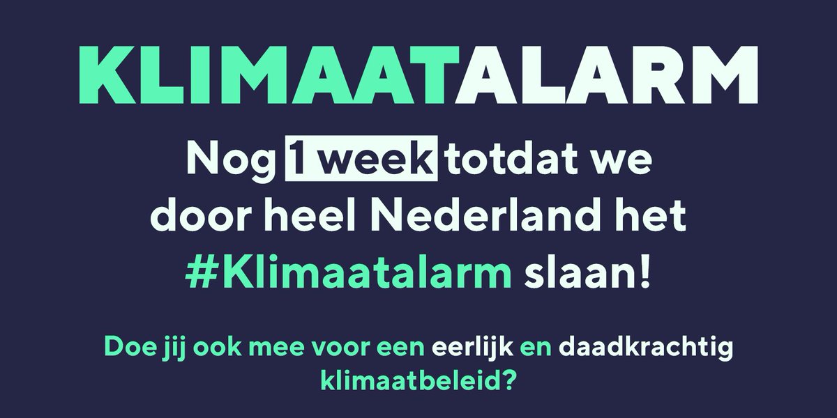 klimaatmars's tweet image. Heel Nederland slaat 14mrt #Klimaatalarm!⏰⏰ Jij ook? Je kan meedoen met een Klimaatalarm in jouw regio, of online! Roep je ook al je vrienden, collega&apos;s, familie en buren op om mee te doen?👍 Samen -en toch op afstand- laat heel NL zich horen!
👉Doe mee:klimaatmars2021.nl