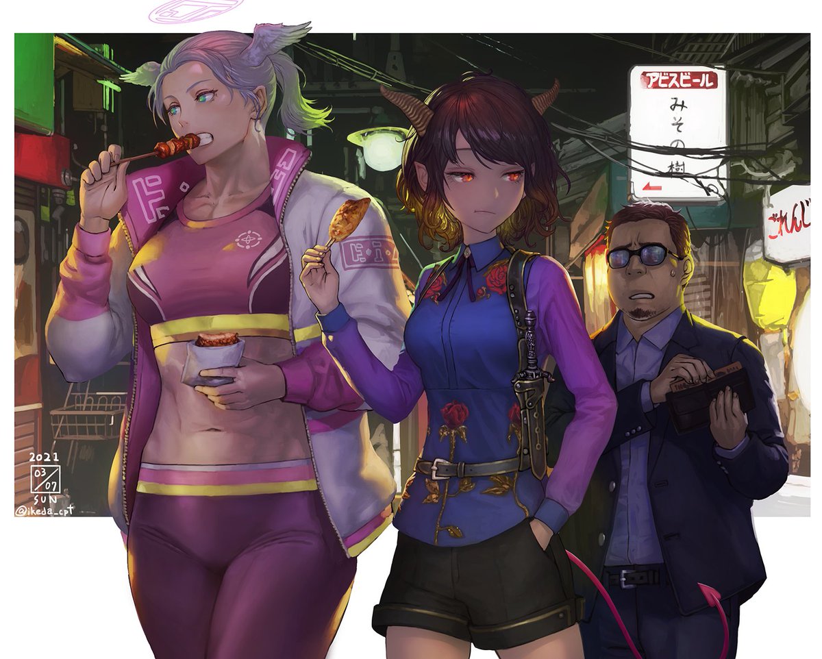 「天使と悪魔っ娘 in吉祥寺 」|いけだcptのイラスト