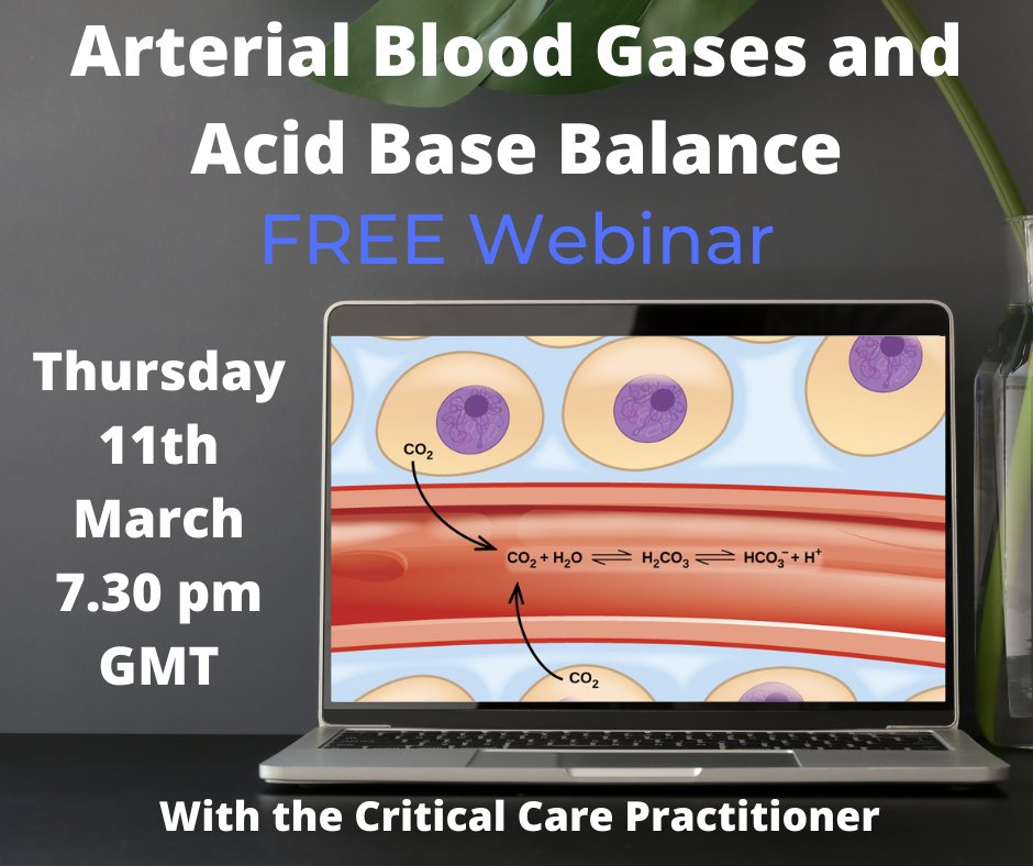 I am running another FREE webinar on Blood Gases and Acid Base Balance. This will be about an hour long and will help your understanding of this concept.

If you want to join me here is the link-

us02web.zoom.us/webinar/regist…