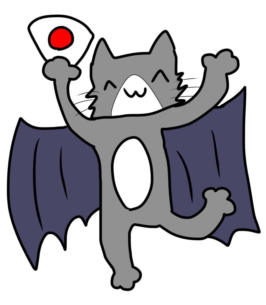 記憶だけでコウモリ猫を描いたら全然違ったよ の巻 タートルネック猫さんのイラスト